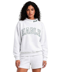 Eagle Outline Embroidery Mockneck Sweatshirt – Oversized Fit