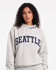 SEATTLE,Sea Hawk Appliqué Embroidered Mockneck | Oversized Fit