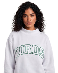 Birds Outline Embroidery Mockneck Sweatshirt – Oversized Fit