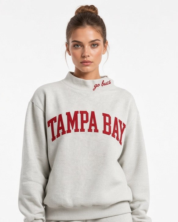 TAMPA BAY,Go Bucs Appliqué Embroidered Mockneck | Oversized Fit