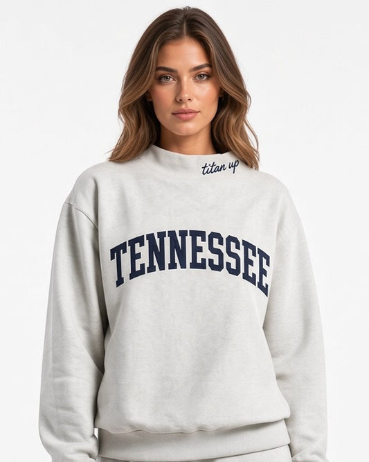 TENNESSEE,Titan Up Appliqué Embroidered Mockneck | Oversized Fit