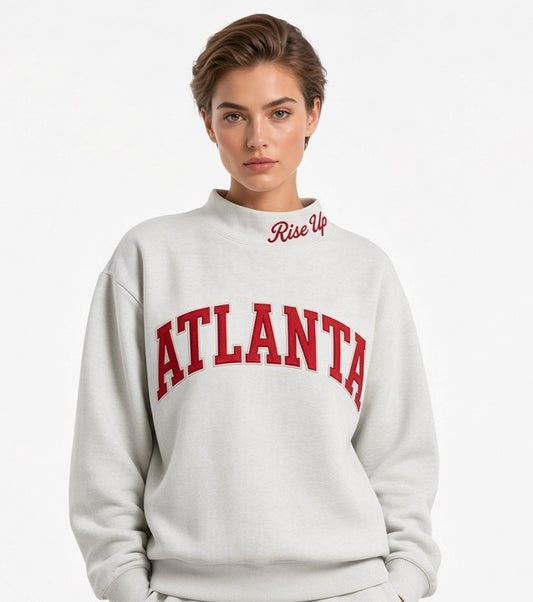 ATLANTA,Rise Up Appliqué Embroidered Mockneck | Oversized Fit