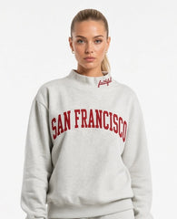 SAN FRANCISCO,Faithful Appliqué Embroidered Mockneck | Oversized Fit