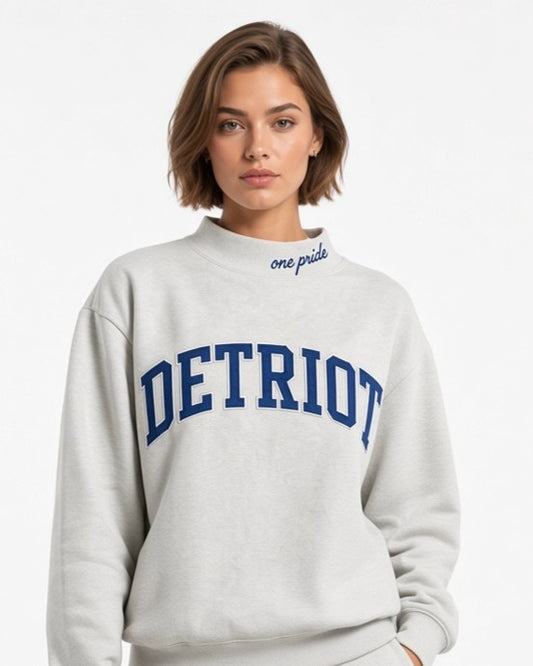 DETROIT,One Pride Appliqué Embroidered Mockneck | Oversized Fit