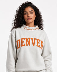 DENVER,Broncos Country Appliqué Embroidered Mockneck | Oversized Fit