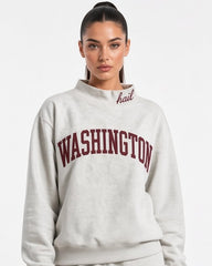 WASHINGTON,Hail Appliqué Embroidered Mockneck | Oversized Fit