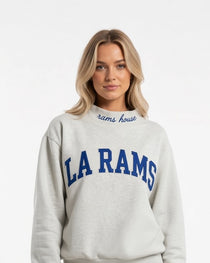 LA RAMS,Rams House Appliqué Embroidered Mockneck | Oversized Fit