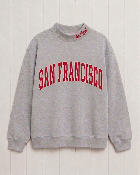 SAN FRANCISCO,Faithful Appliqué Embroidered Mockneck | Oversized Fit