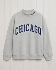 CHICAGO,Bear Down Applique Embroidered Mockneck | Oversized Fit