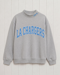 LA CHARGERS,Bolt Up Appliqué Embroidered Mockneck | Oversized Fit
