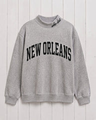 NEW ORLEANS,Who Dat Appliqué Embroidered Mockneck | Oversized Fit