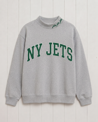 NY JETS,Jets Jets Jets Appliqué Embroidered Mockneck | Oversized Fit