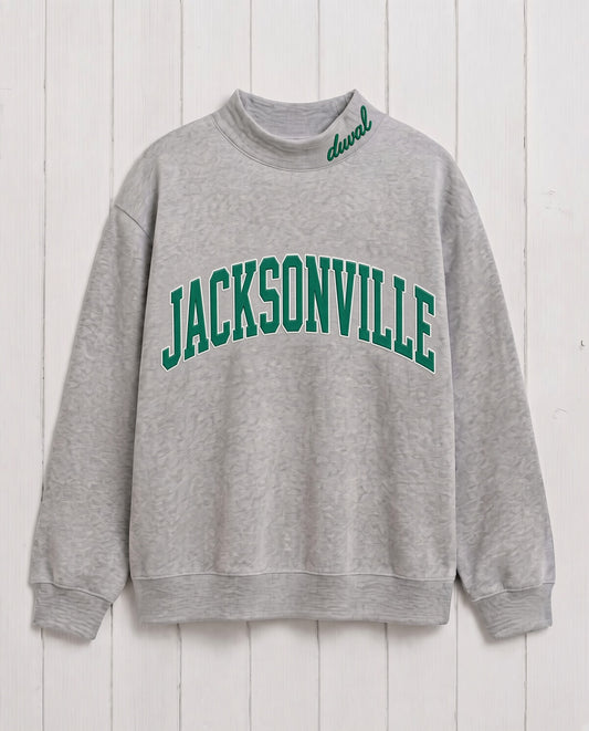 JACKSONVILLE, Duuval Appliqué Embroidered Mockneck | Oversized Fit
