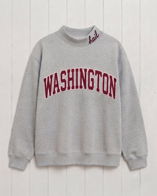 WASHINGTON,Hail Appliqué Embroidered Mockneck | Oversized Fit