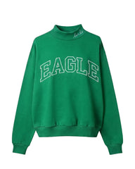Eagle Outline Embroidery Mockneck Sweatshirt – Oversized Fit