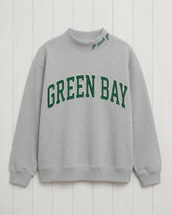 GREEN BAY,Go Pack Go Appliqué Embroidered Mockneck | Oversized Fit