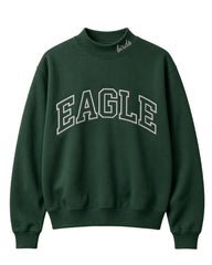 Eagle Outline Embroidery Mockneck Sweatshirt – Oversized Fit