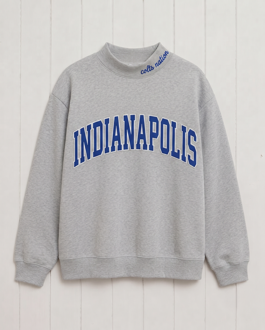 INDIANAPOLIS,Colts Nation Appliqué Embroidered Mockneck | Oversized Fit