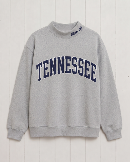 TENNESSEE,Titan Up Appliqué Embroidered Mockneck | Oversized Fit