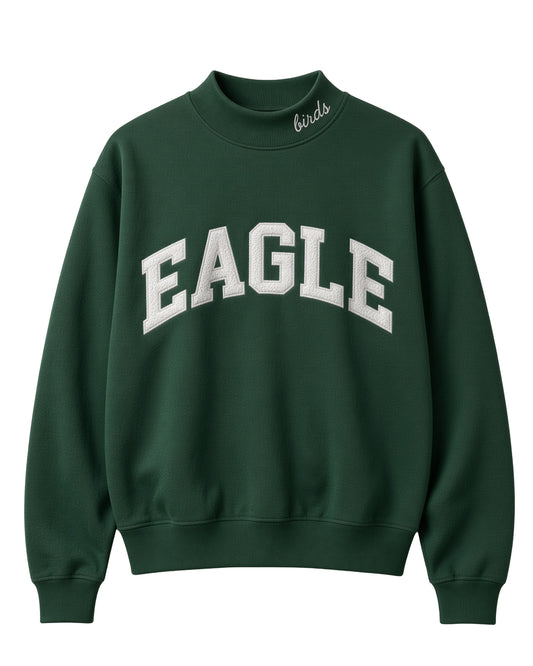 Eagle Solid Embroidery Mockneck Sweatshirt – Oversized Fit