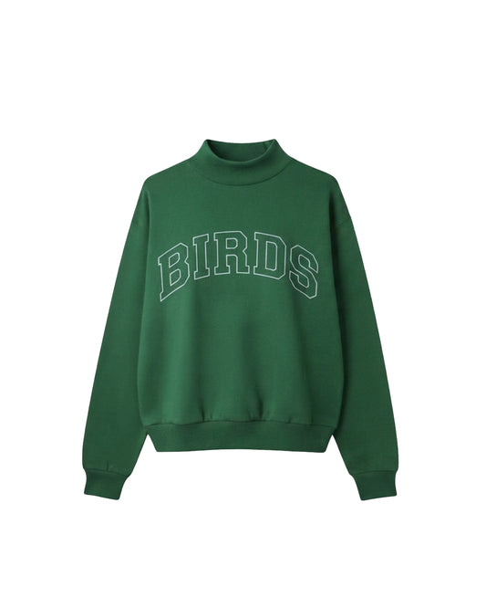 Birds Outline Embroidery Mockneck Sweatshirt – Oversized Fit