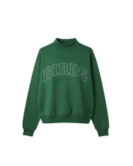 Birds Outline Embroidery Mockneck Sweatshirt – Oversized Fit