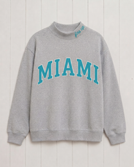 MIAMI,Fins Up Appliqué Embroidered Mockneck | Oversized Fit