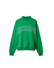 Birds Outline Embroidery Mockneck Sweatshirt – Oversized Fit