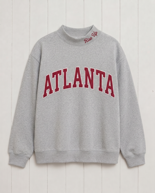 ATLANTA,Rise Up Appliqué Embroidered Mockneck | Oversized Fit