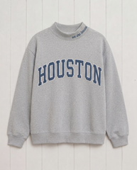 HOUSTON,We Are Texans Appliqué Embroidered Mockneck | Oversized Fit