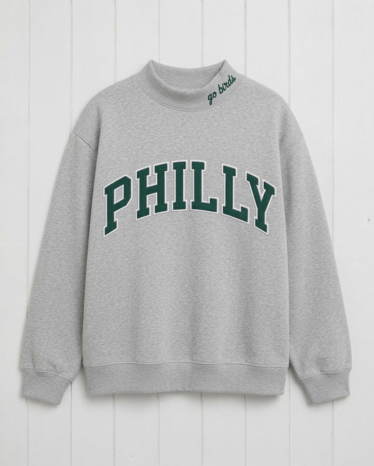 PHILLY,Go Birds Applique Embroidered Mockneck | Oversized Fit