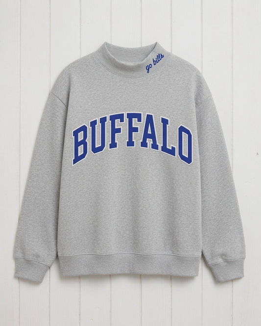 BUFFALO,Go Bills Applique Embroidered Mock-neck | Oversized Fit