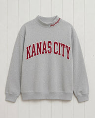 KANAS CITY,Chiefs Kingdom Appliqué Embroidered Mockneck | Oversized Fit**