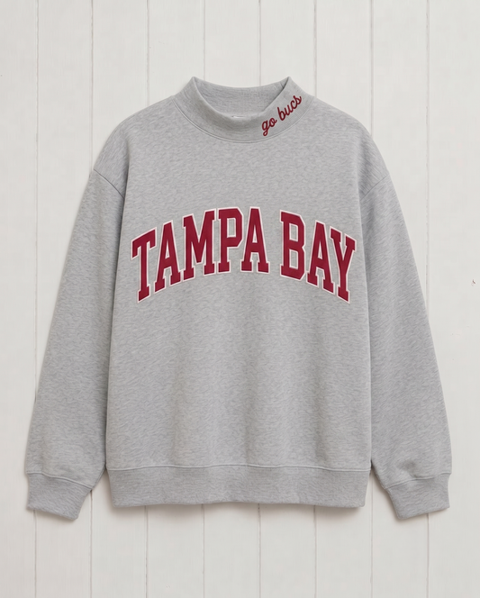 TAMPA BAY,Go Bucs Appliqué Embroidered Mockneck | Oversized Fit