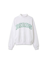 Birds Outline Embroidery Mockneck Sweatshirt – Oversized Fit