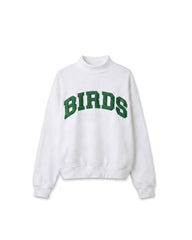 Birds Solid Embroidery Mockneck Sweatshirt – Oversized Fit