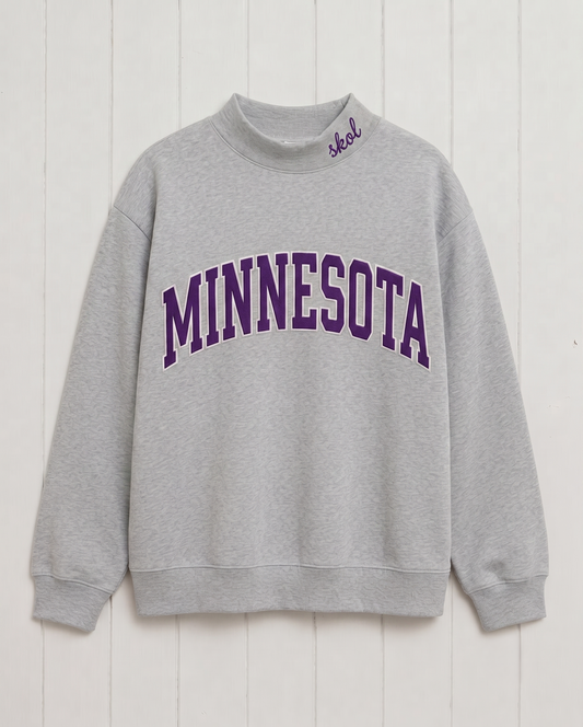 MINNESOTA,Skol Appliqué Embroidered Mockneck | Oversized Fit