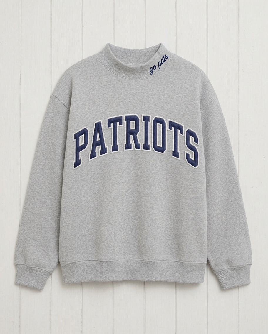PATRIOTS,Go Pats Applique Embroidered Mockneck | Oversized Fit