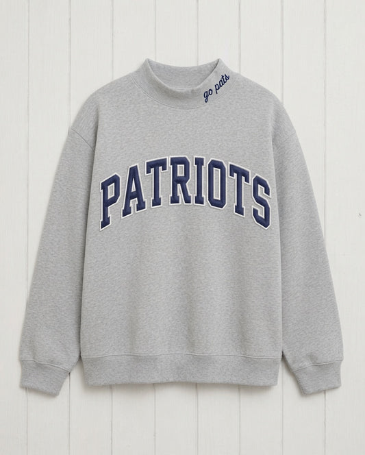 PATRIOTS,Go Pats Applique Embroidered Mockneck | Oversized Fit