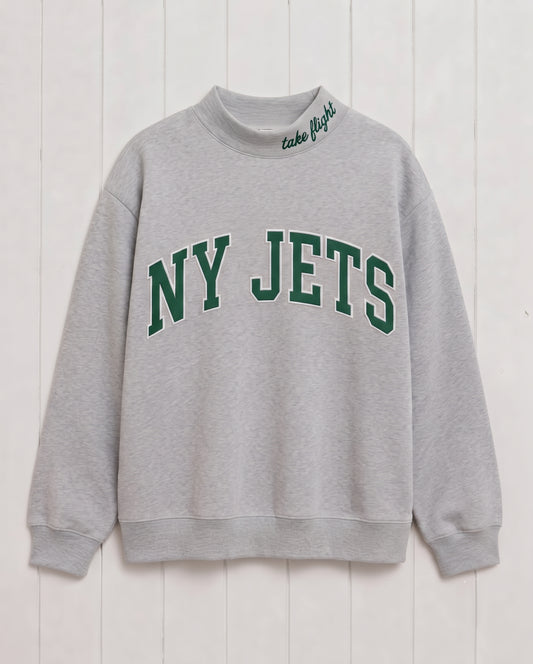 NY JETS,Take Flight Appliqué Embroidered Mockneck | Oversized Fit