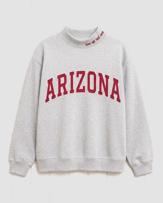 ARIZONA,Rise Up Red Sea Appliqué Embroidered Mockneck | Oversized Fit