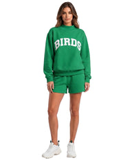 Birds Solid Embroidery Mockneck Sweatshirt – Oversized Fit