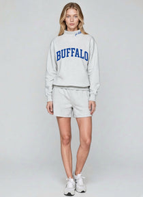 BUFFALO,Go Bills Applique Embroidered Mock-neck | Oversized Fit