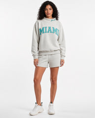 MIAMI,Fins Up Appliqué Embroidered Mockneck | Oversized Fit
