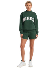 Birds Solid Embroidery Mockneck Sweatshirt – Oversized Fit