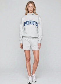 PATRIOTS,Go Pats Applique Embroidered Mockneck | Oversized Fit