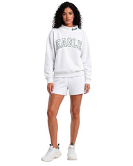 Eagle Outline Embroidery Mockneck Sweatshirt – Oversized Fit
