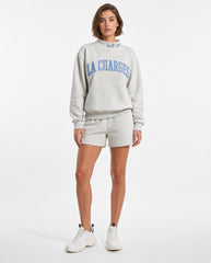 LA CHARGERS,Bolt Up Appliqué Embroidered Mockneck | Oversized Fit