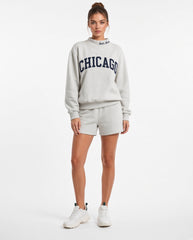 CHICAGO,Bear Down Applique Embroidered Mockneck | Oversized Fit