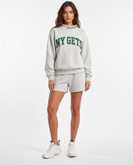 NY JETS,Jets Jets Jets Appliqué Embroidered Mockneck | Oversized Fit